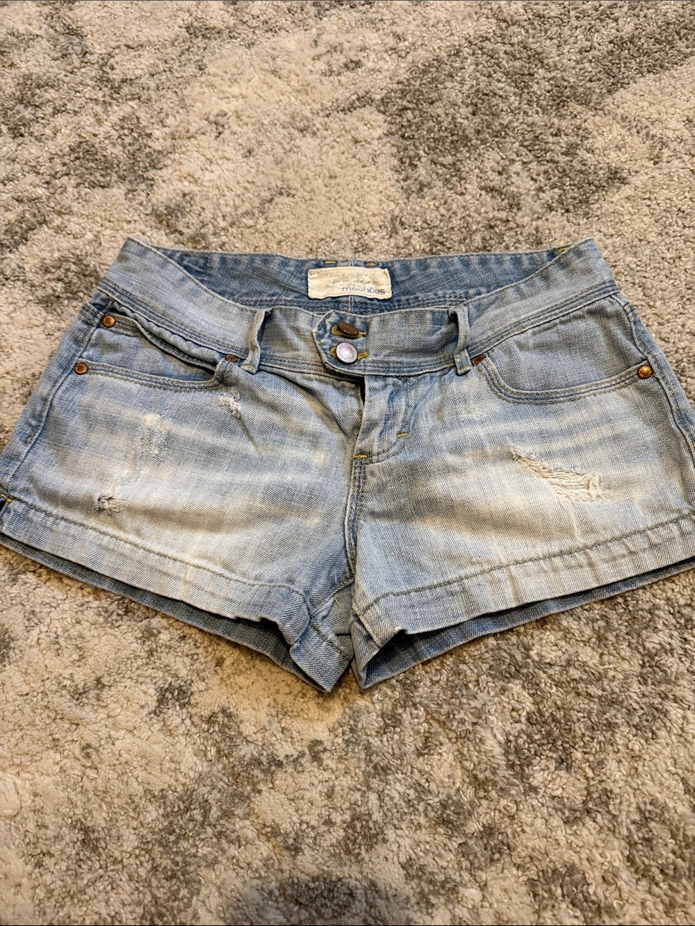 Maurices Light Wash Distressed Denim Shorts